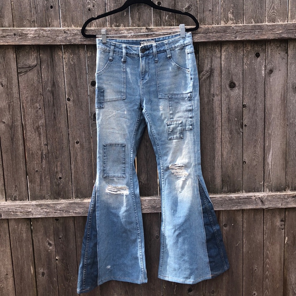 Free People Distressed Bell-bottoms